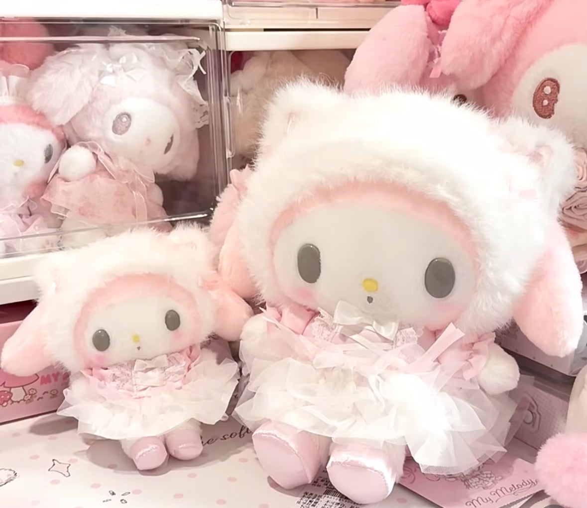 Sanrio|My Melody White Cat Doll 美乐蒂白猫毛绒公仔
