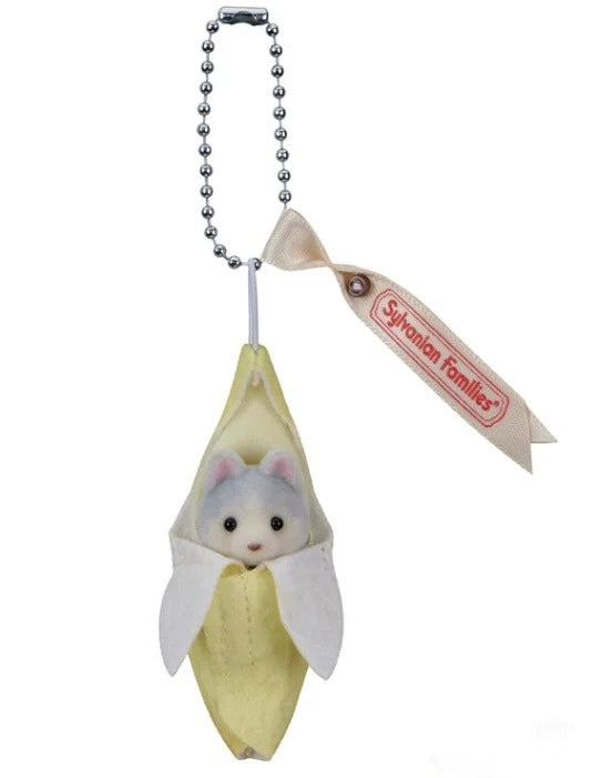 Sylvanian Families banana Fruit Keychain Siberian Husky