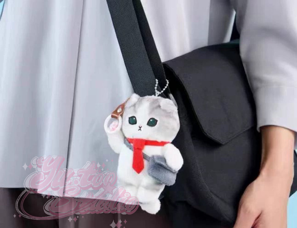 Mofusand Shark Cat Office Worker Series Mascot Keychain (Grey)