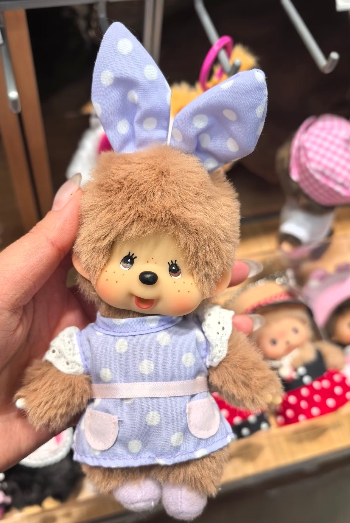 Monchhichi | Bunny Ears Polka Dots purple Plush Doll Keychain