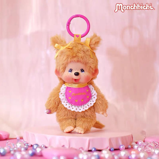Monchhichi｜Girl with Golden Braids Charm Keychain