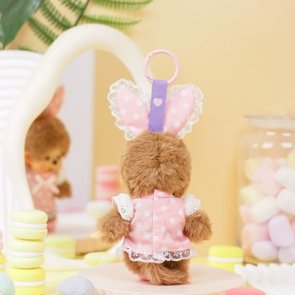 Monchhichi | Bunny Ears Polka Dots purple Plush Doll Keychain