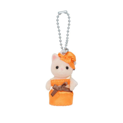 Sylvania Family｜Silk cat key holder orange dress