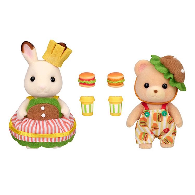 Sylvania Family｜Chocolate Rabbit Girl, Bear Bo Hamburger Pair Set