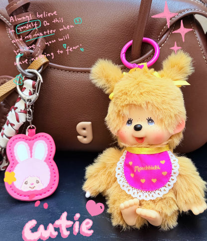 Monchhichi｜Girl with Golden Braids Charm Keychain