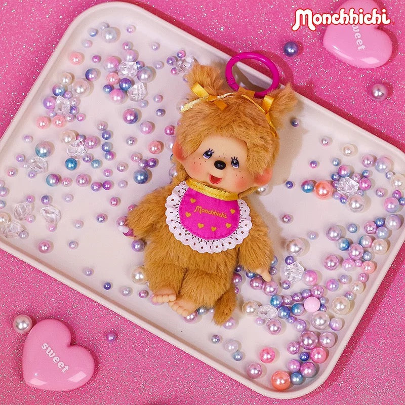 Monchhichi｜Girl with Golden Braids Charm Keychain