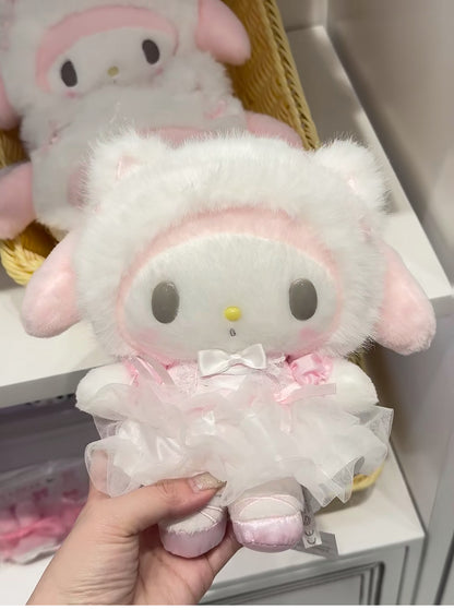 Sanrio｜My Melody White Cat Doll 美乐蒂白猫毛绒公仔