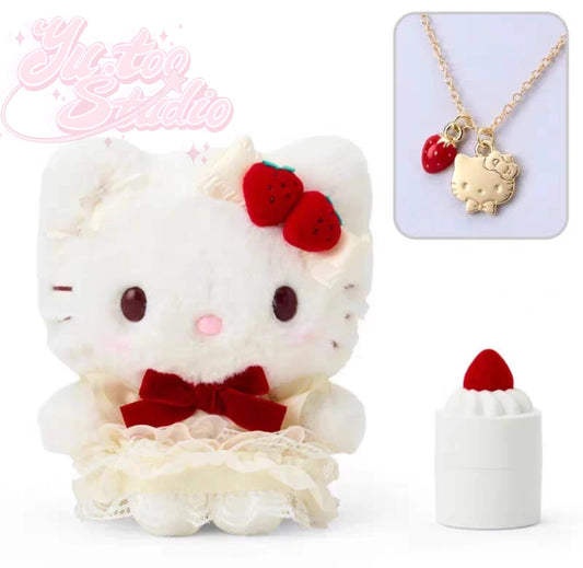 Sanrio Strawberry Shortcake Necklace Plushie Set-Hello Kitty