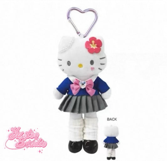 Sanrio Hello Kitty Long Leg  School Uniform Mascot Keychain (White)