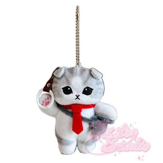 Mofusand Shark Cat Office Worker Series Mascot Keychain (Grey)