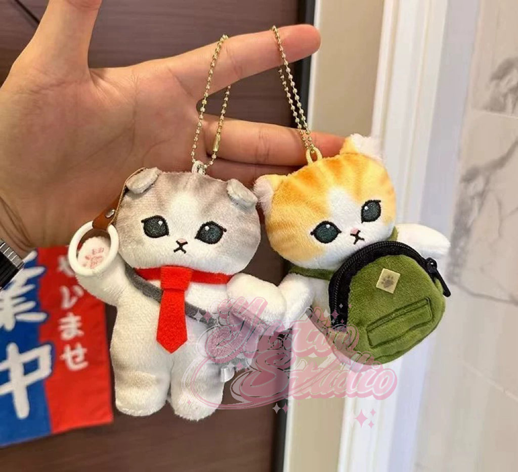 Mofusand Shark Cat Office Worker Series Mascot Keychain (Orange)